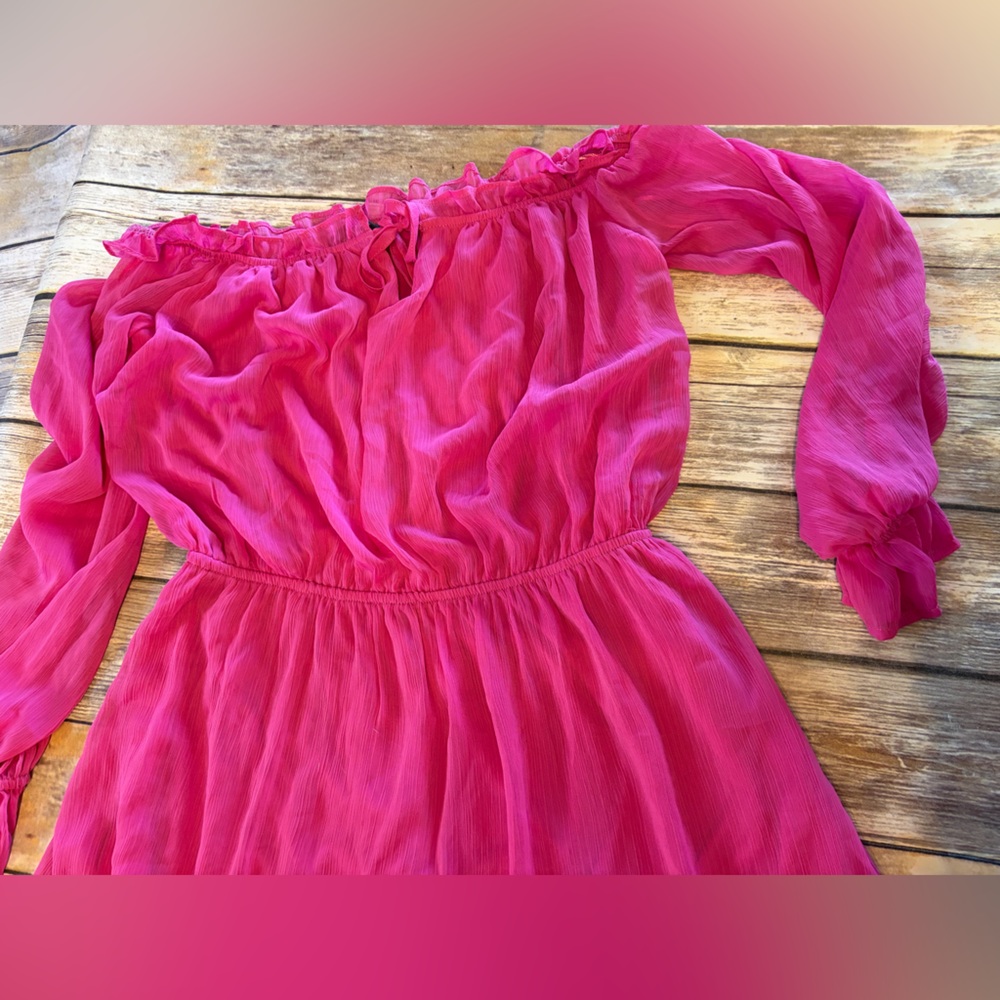 Vici Vibrant Pink‎ Off Shoulder Midi Dress - Picture 4 of 7